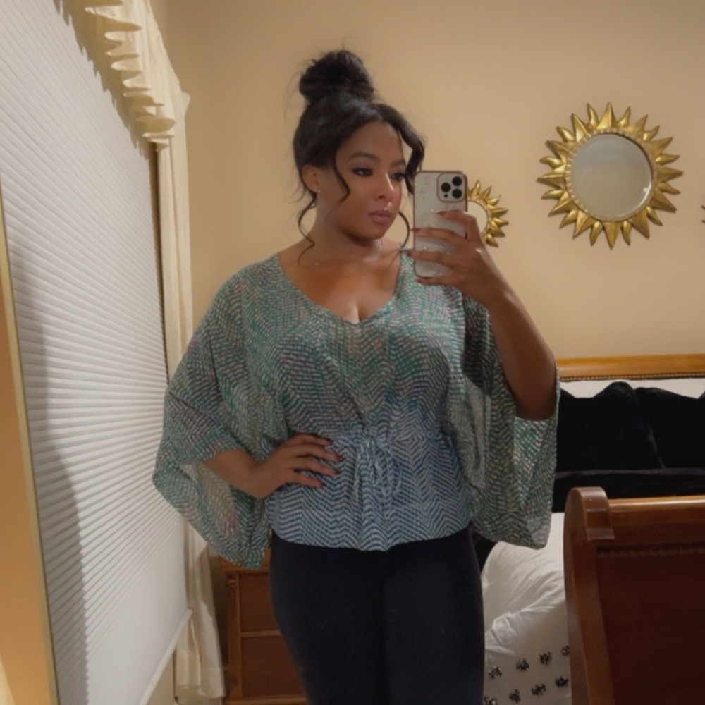 CAbi Chiffon Tie Waist Blouse